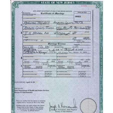 Marriage Certificate